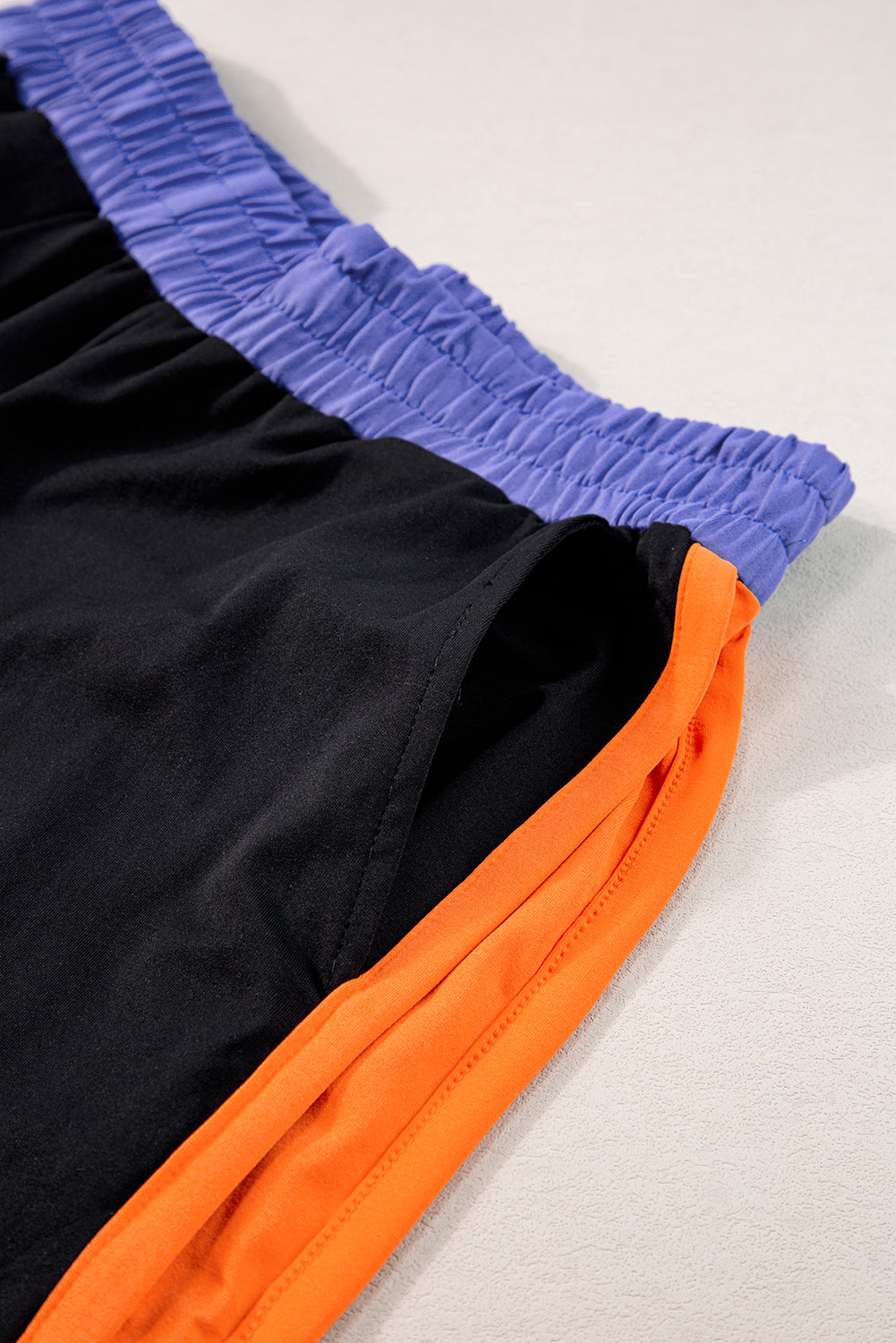 Black Colorblock Cap Sleeve Tee and Wide Leg Pants Set