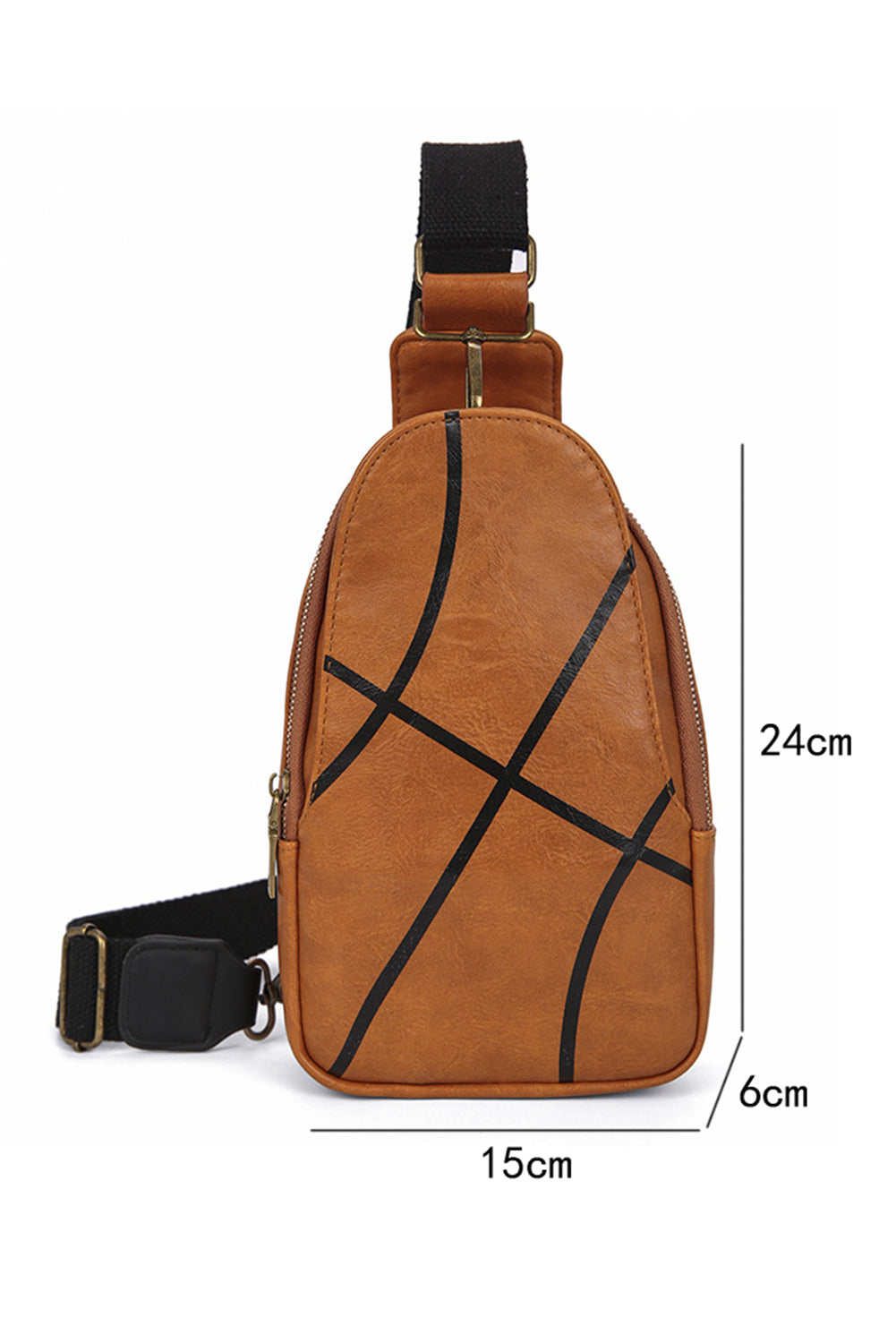 Black Football Pattern PU Leather Zipped Crossbody Bag