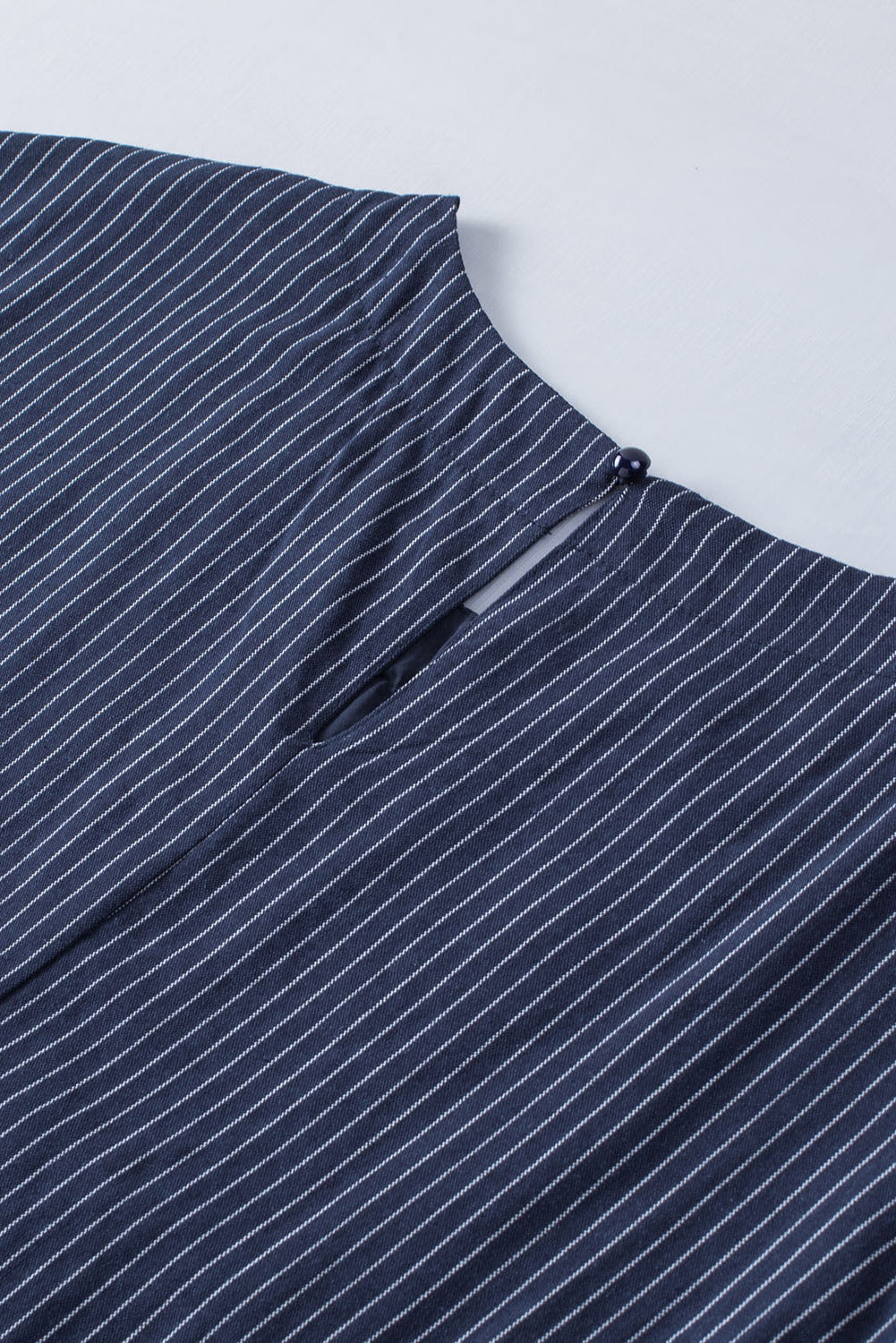 Gray Striped Cap Sleeve Embroidered Short Boho Dress