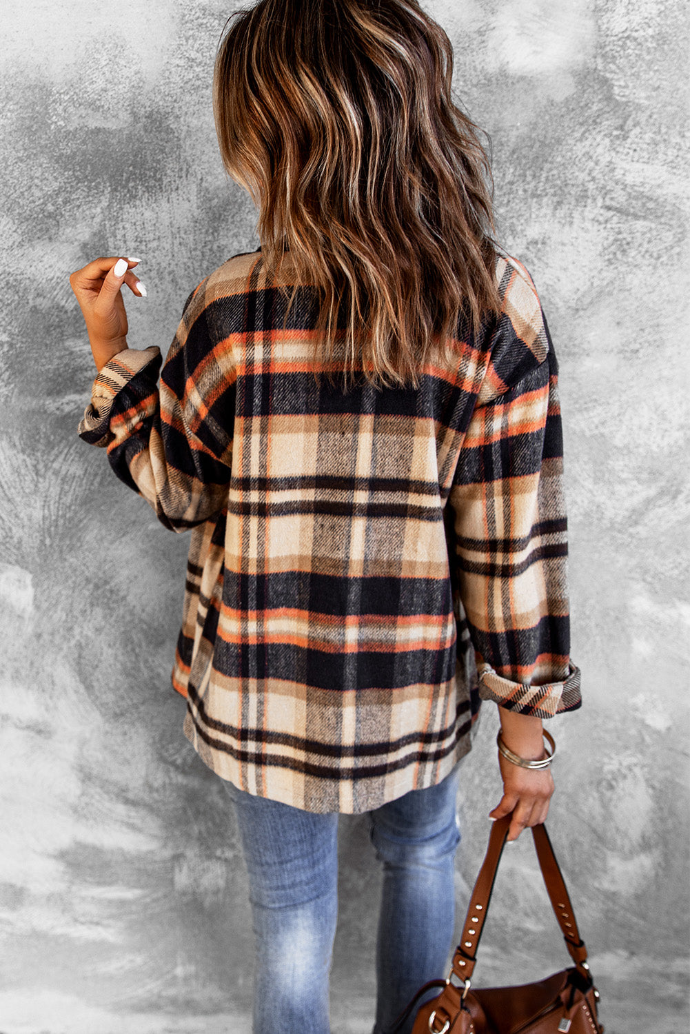 Multicolor Plaid Casual Button Up Flannel Jacket