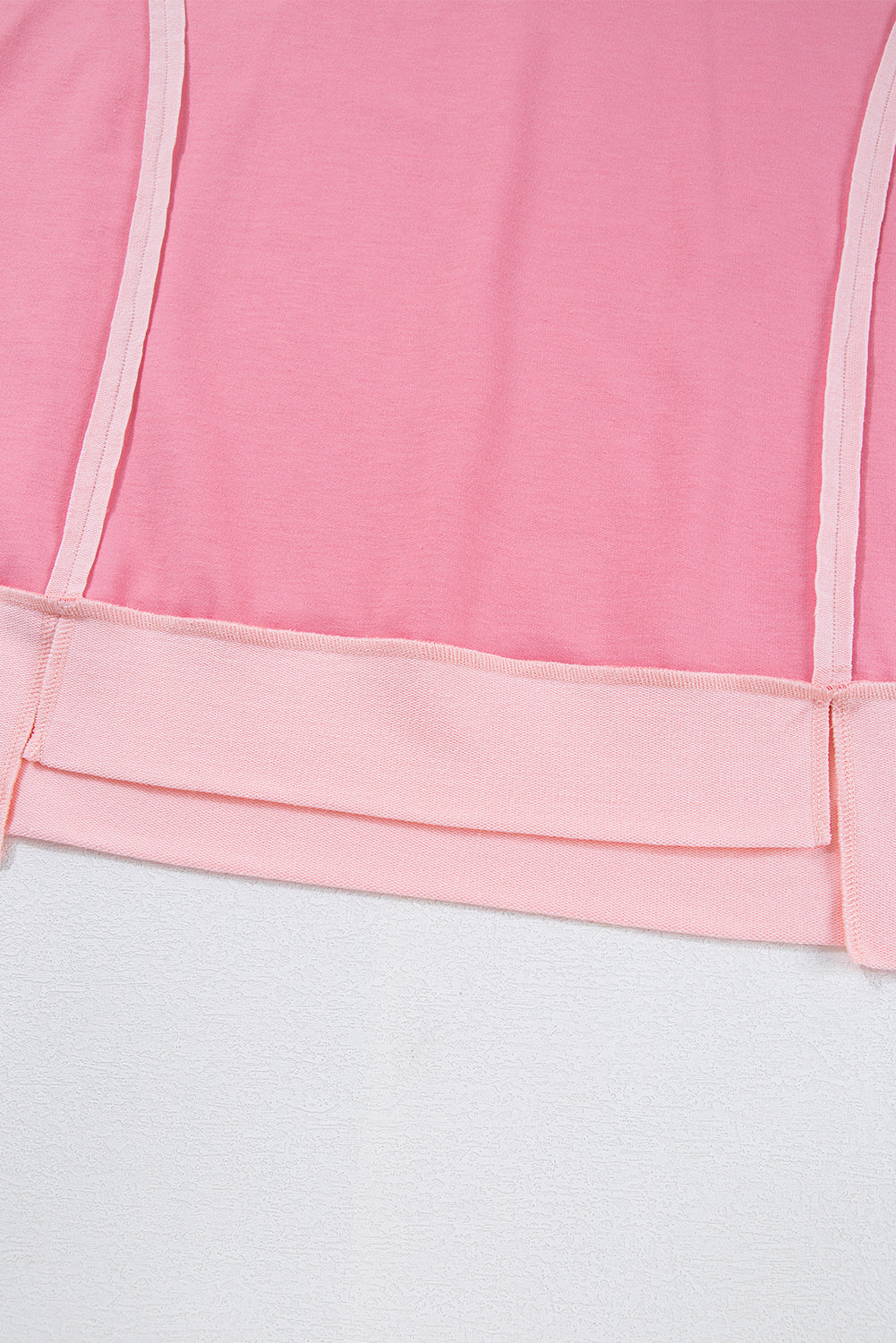 Peach Blossom Half Sleeve Raw Seam High Low Side Split Top - Kustom Kreations Goods