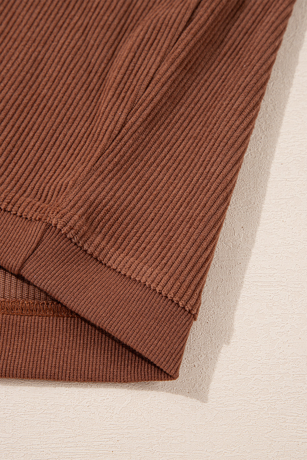 Orange Plain Drop Sleeve Rib-Knit Oversized Sweatshirt