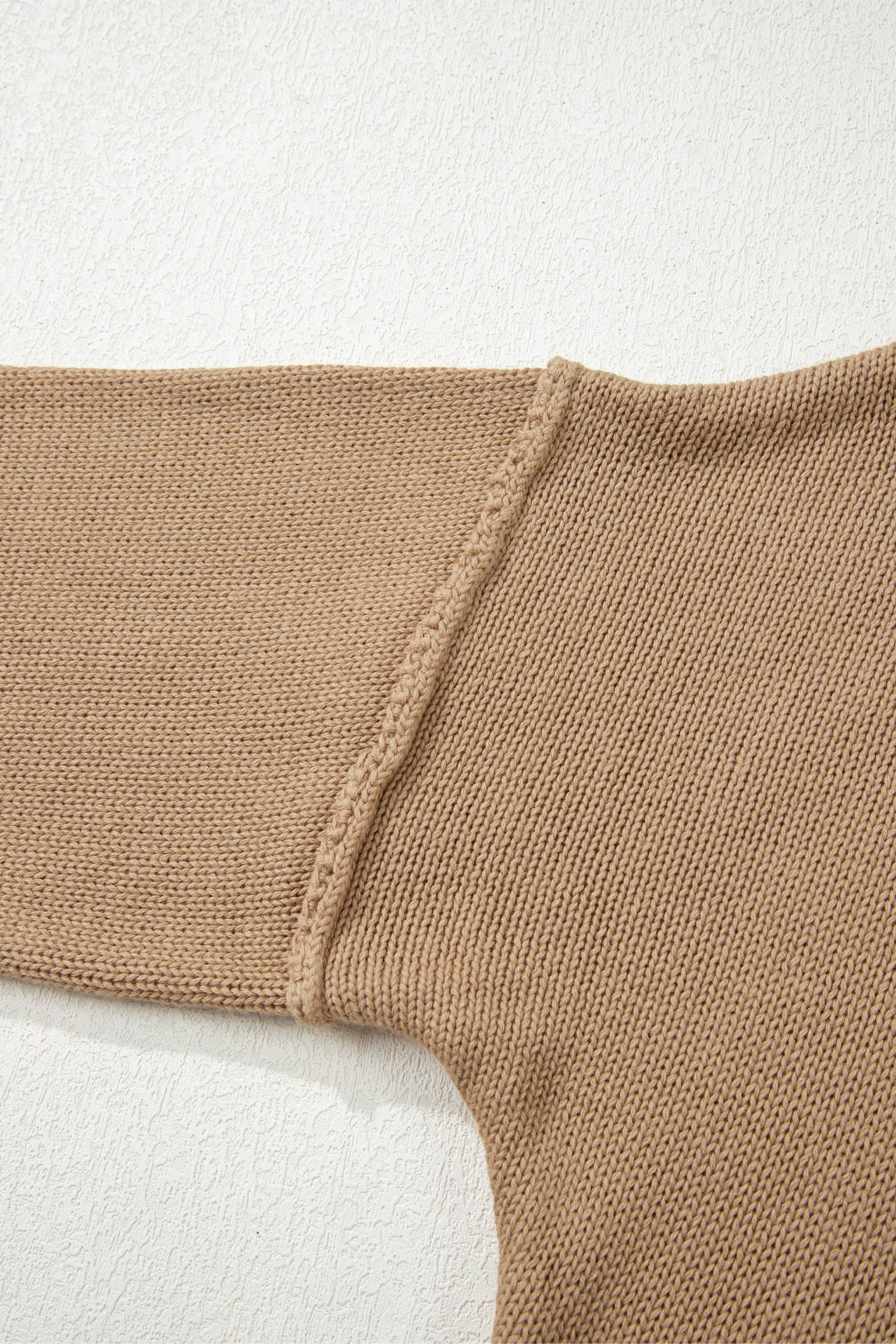 Pale Khaki Exposed Seam Drop Shoulder Oversize Sweater Mini Dress - Kustom Kreations Goods