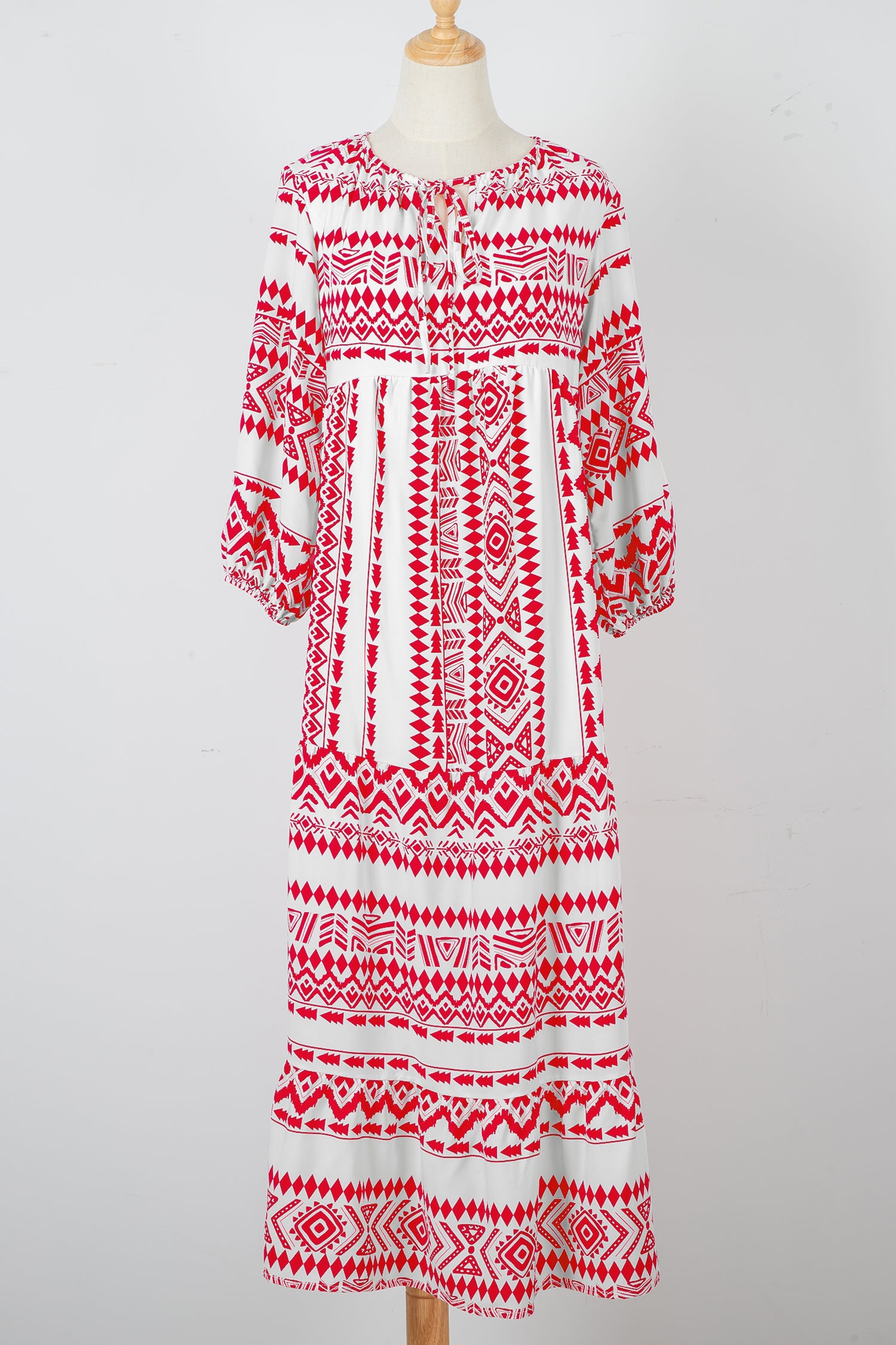Sky Blue Boho Printed Half Sleeve Maxi Dress - Kustom Kreations Goods