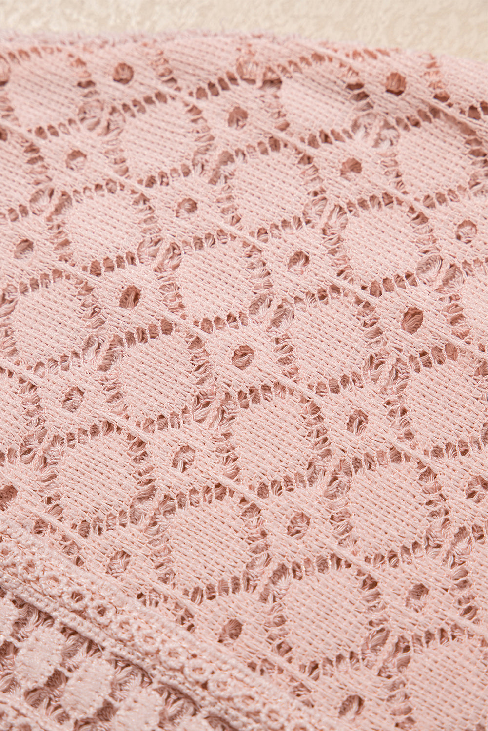 Mist Green Hollow Patchwork Waffle Knit Top - Kustom Kreations Goods