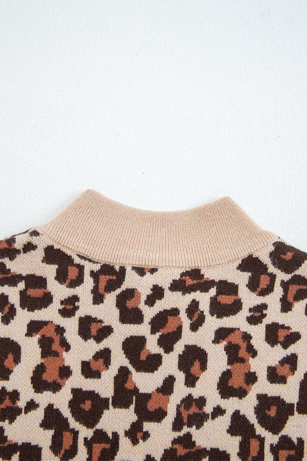 Khaki Leopard Print High Neck Shift Mini Sweater Dress - Kustom Kreations Goods
