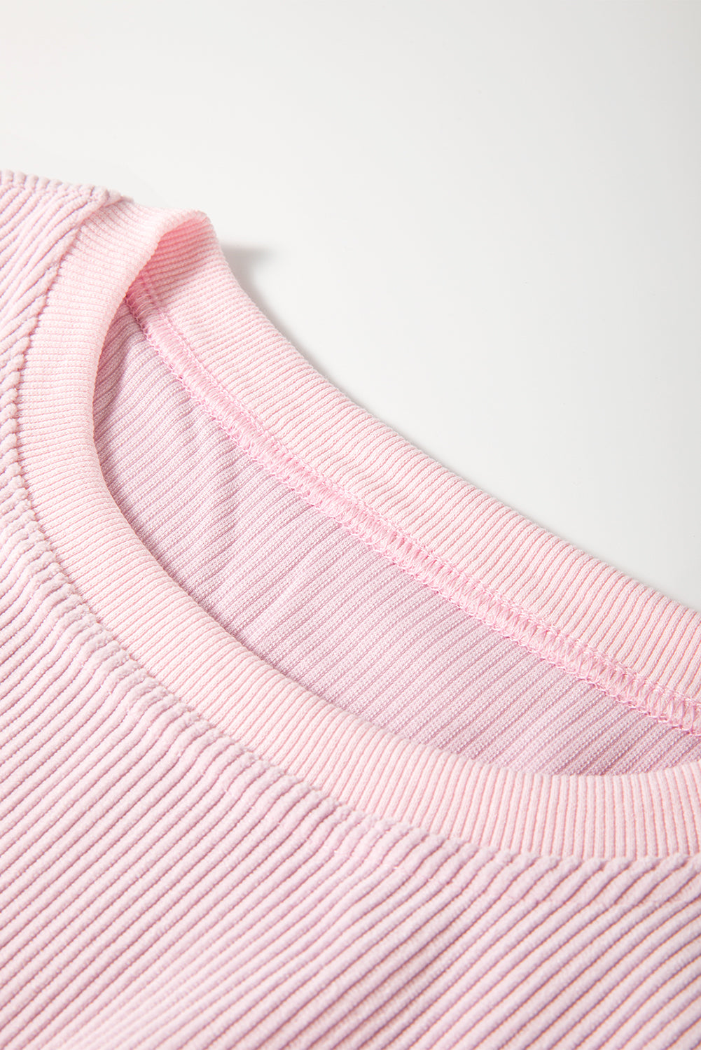 Red Plain Drop Sleeve Rib Knit Oversized Sweatshirt