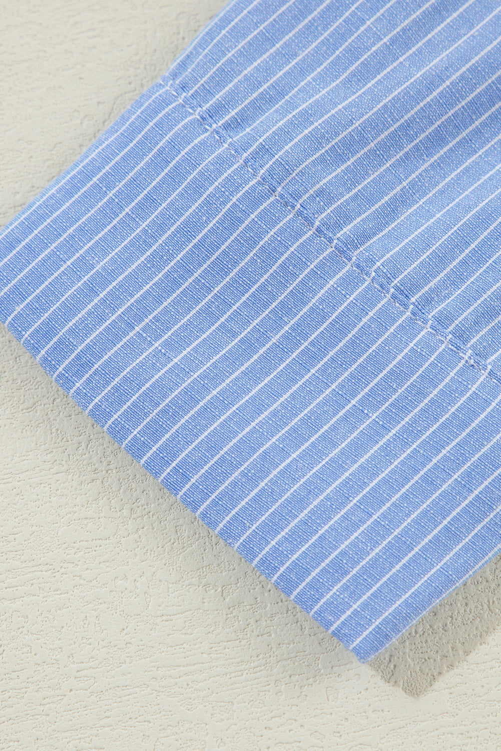 Sky Blue Stripe Roll Tab Sleeve Pocketed Tunic Shirt Shacket