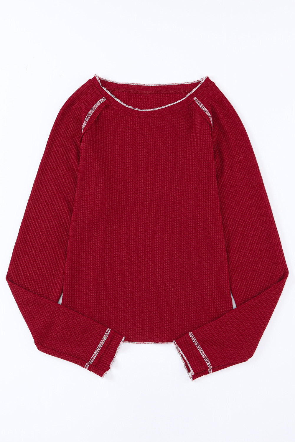 Brown Textured Crewneck Long Sleeve Top