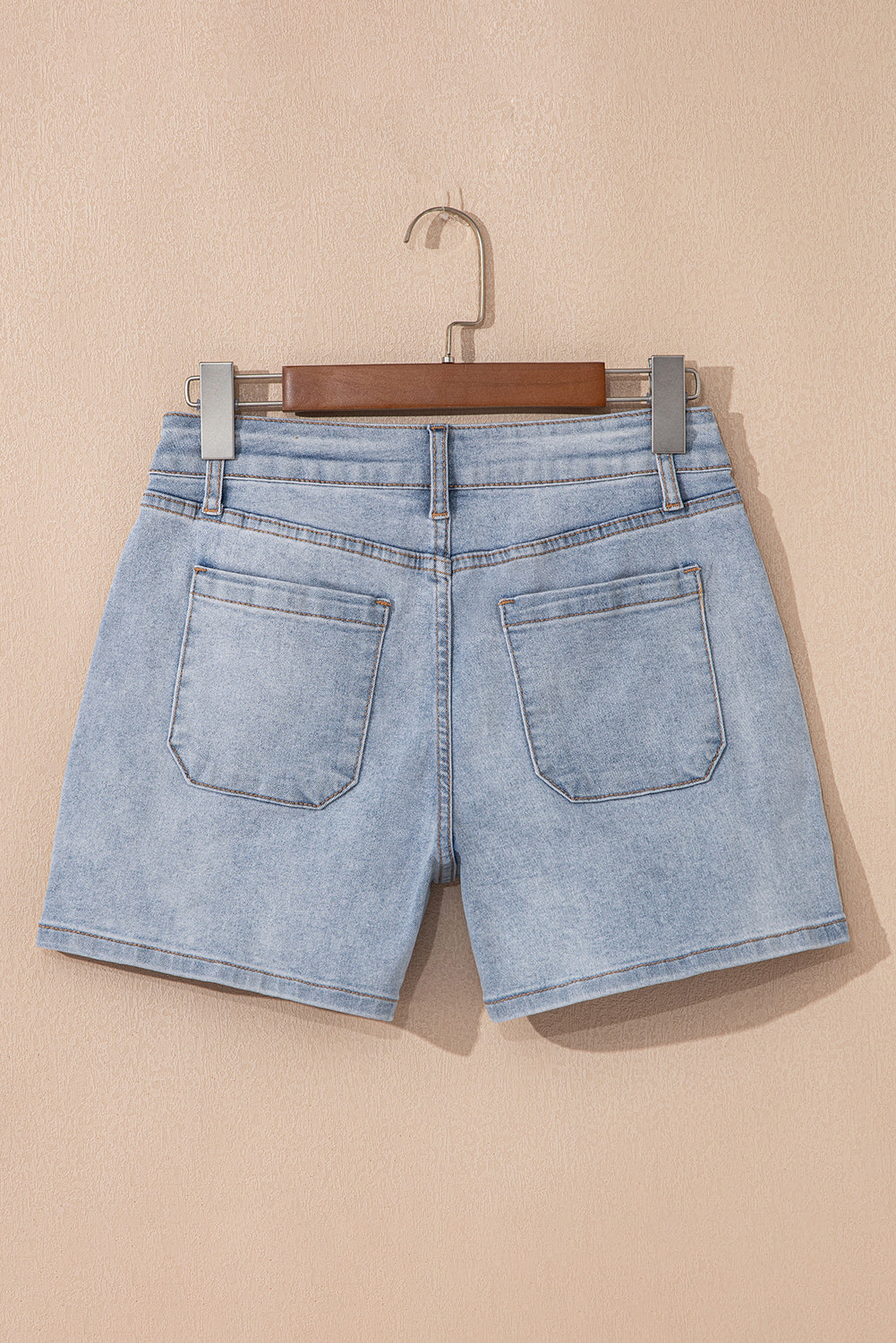 Beau Blue Light Wash High Rise Denim Shorts - Kustom Kreations Goods