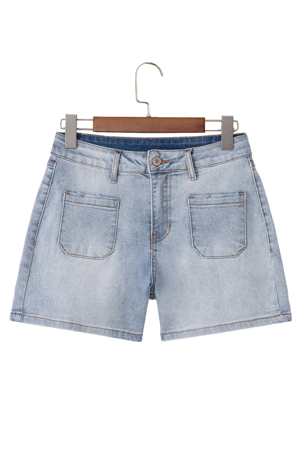 Beau Blue Light Wash High Rise Denim Shorts - Kustom Kreations Goods