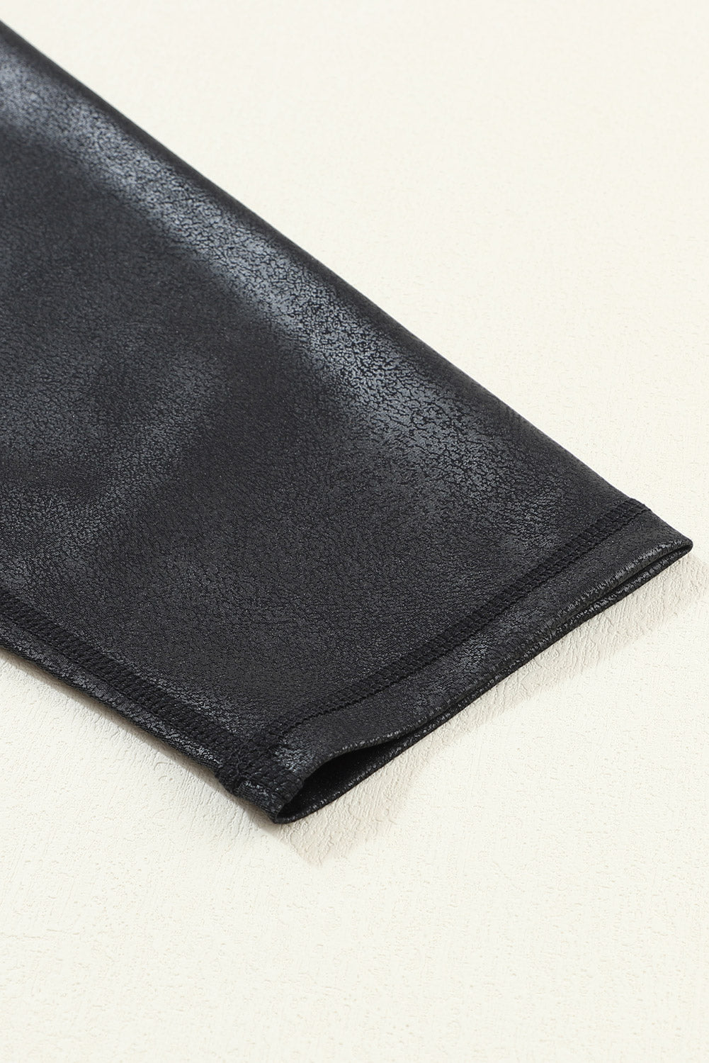 Black Crossed Dip Waist Sleek Leather Leggings - Kustom Kreations Goods