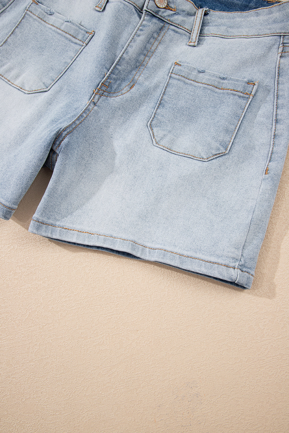 Beau Blue Light Wash High Rise Denim Shorts - Kustom Kreations Goods