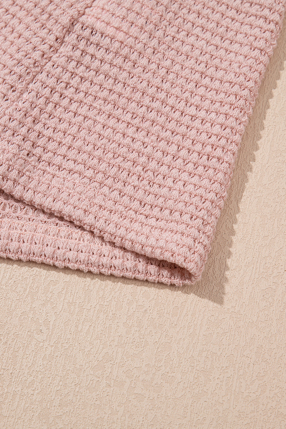 Mist Green Hollow Patchwork Waffle Knit Top - Kustom Kreations Goods