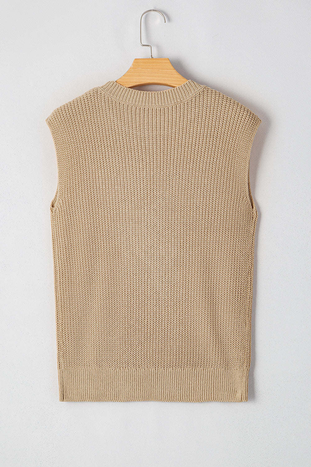 Parchment Cowboy Embroidery Round Neck Sleeveless Knit Top