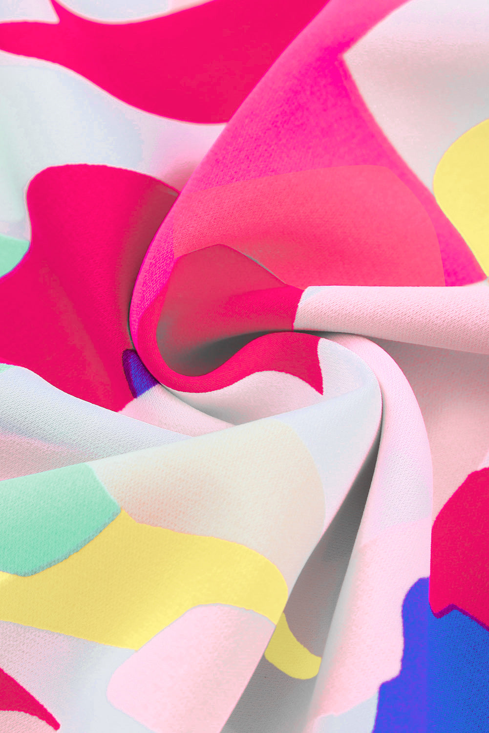 Multicolor Abstract Pattern Ruffle Sleeve Blouse