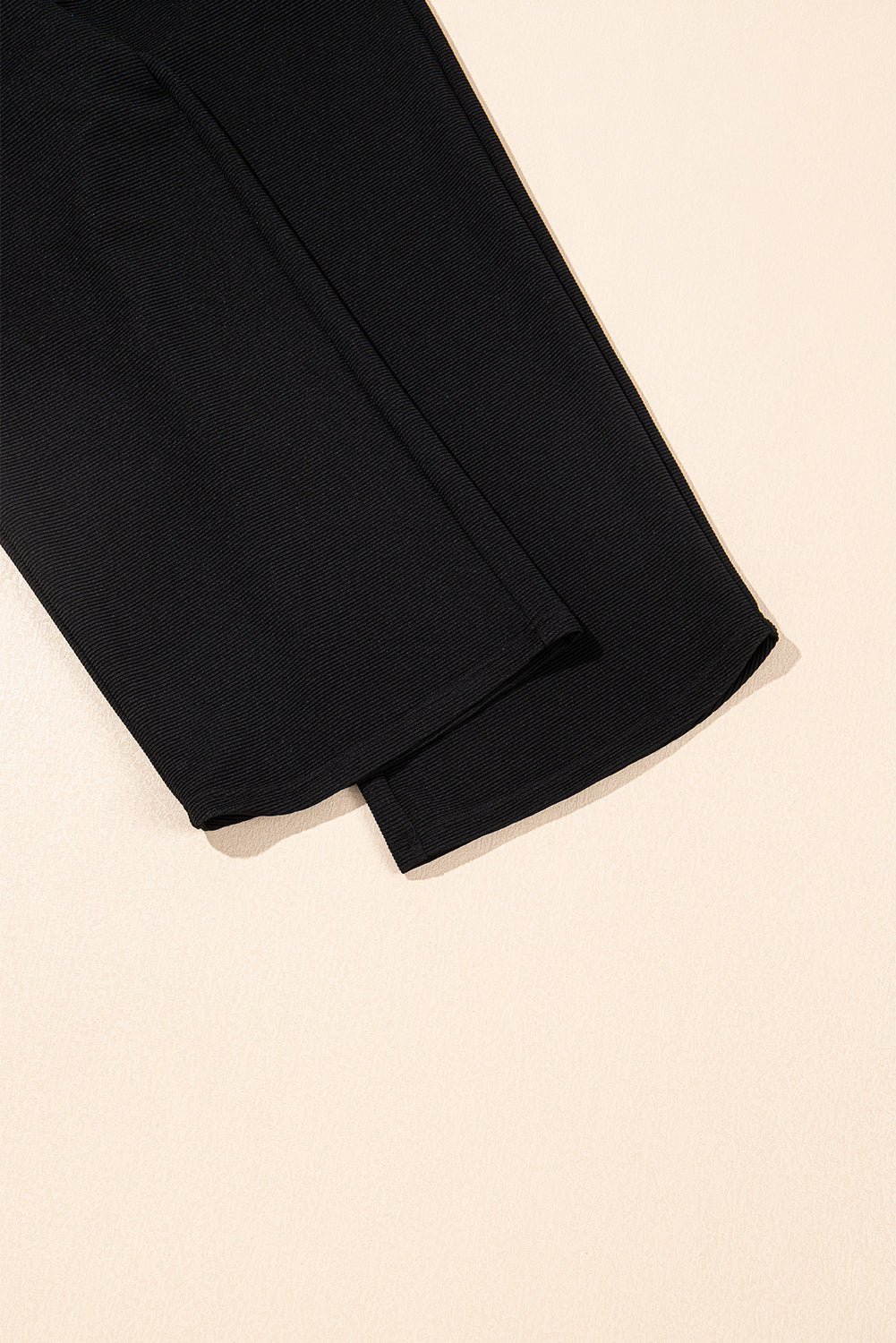 Black Textured Ruffle Sleeve Zipped Top and Wide Leg Pants Set - Kustom Kreations Goods