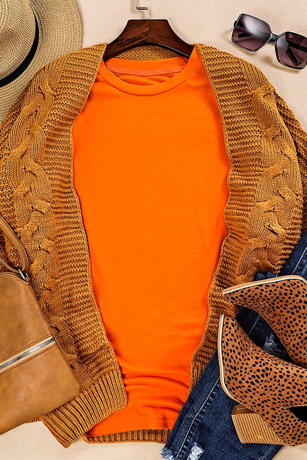 Green Plain Solid Color Crew Neck Tee