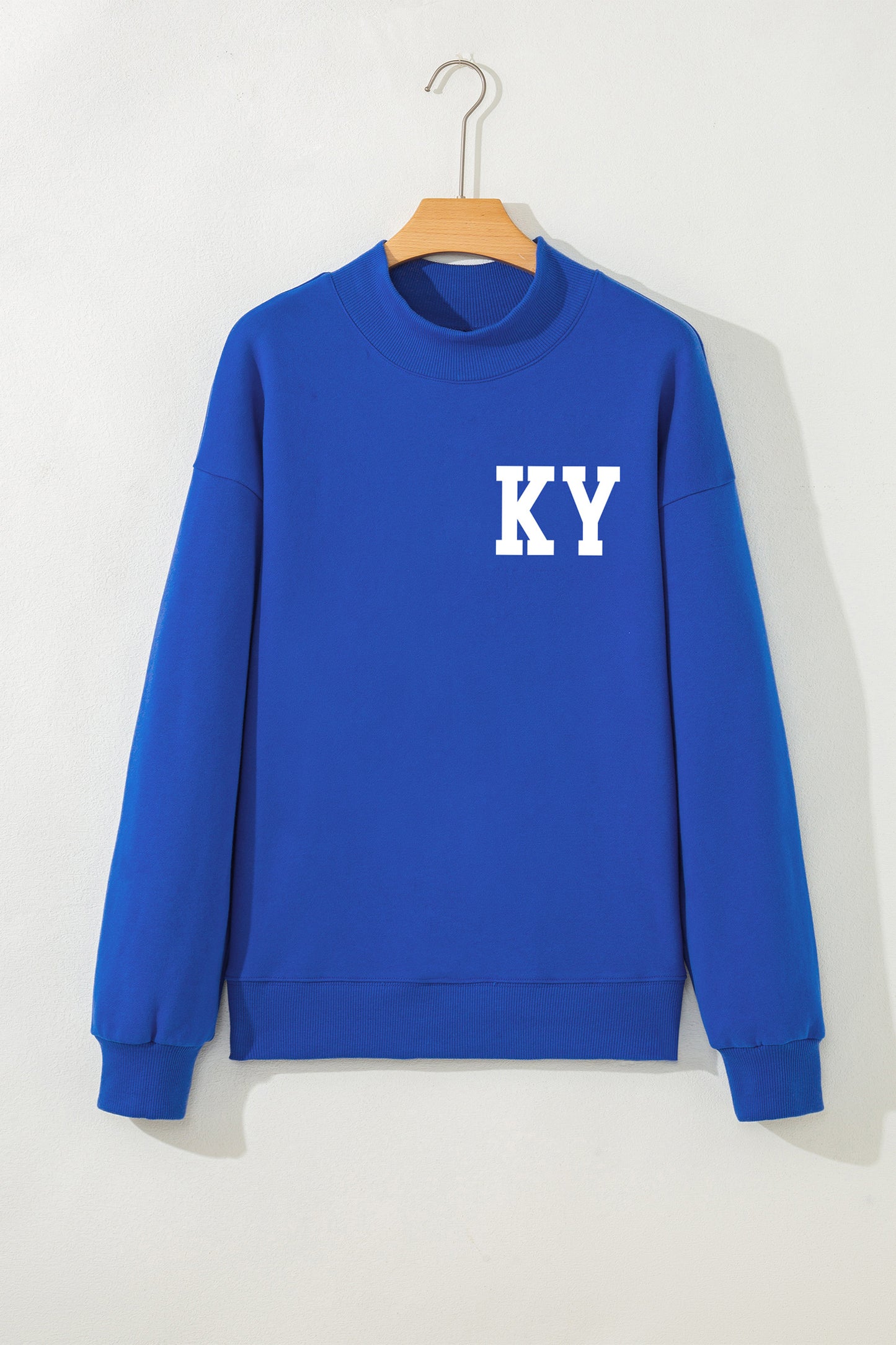 Dark Blue KY KENTUCKY Printed Mock Neck Sweatshirt - Kustom Kreations Goods