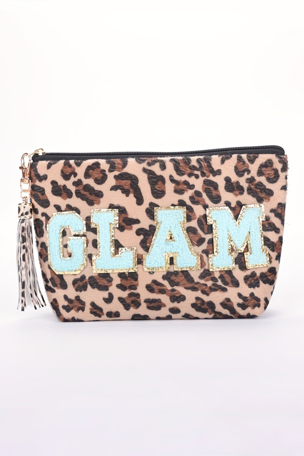 Phalaenopsis STUFF Letter Pattern Tassel Zipper Makeup Bag