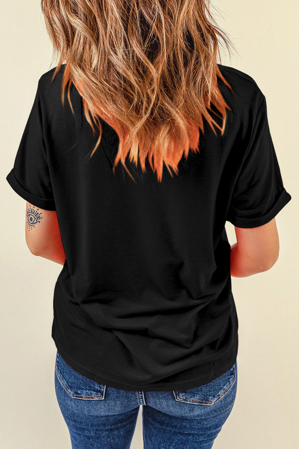 Black Baseball Bowknot Graphic Roll Up Sleeve Tee - Kustom Kreations Goods