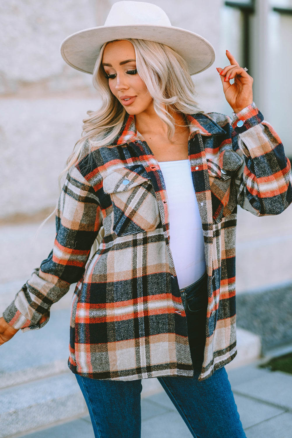 Multicolor Plaid Casual Button Up Flannel Jacket