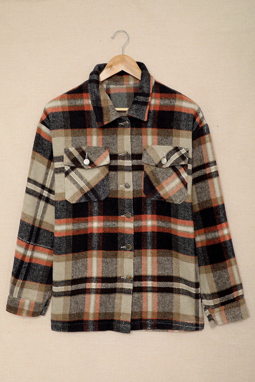Multicolor Plaid Casual Button Up Flannel Jacket