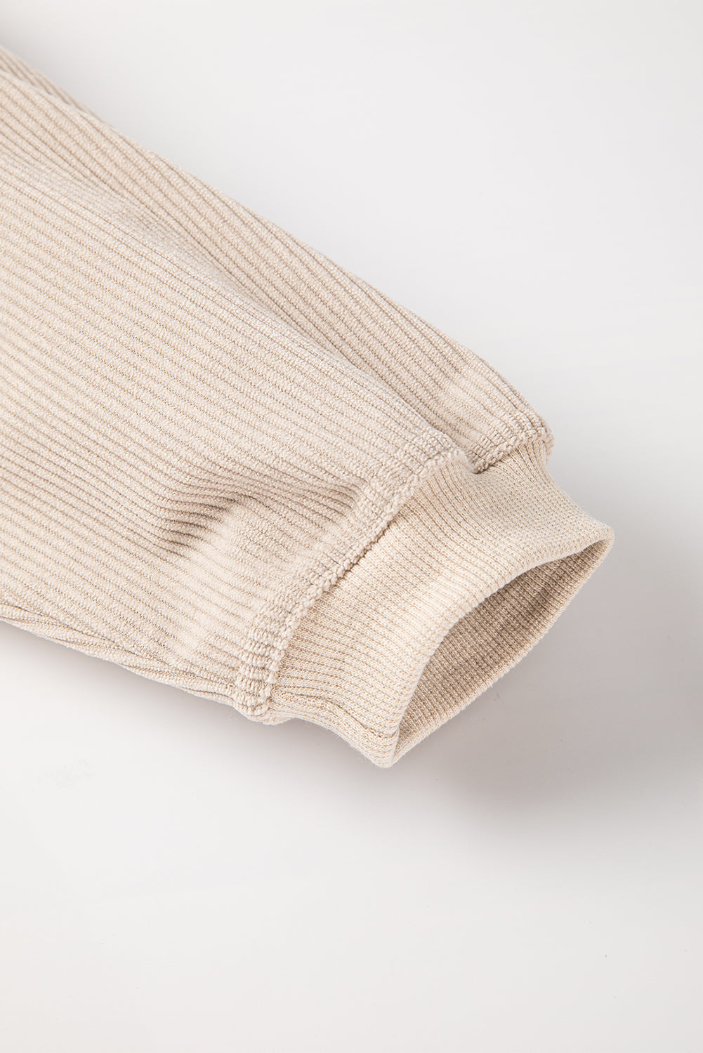 Orange Plain Drop Sleeve Rib-Knit Oversized Sweatshirt