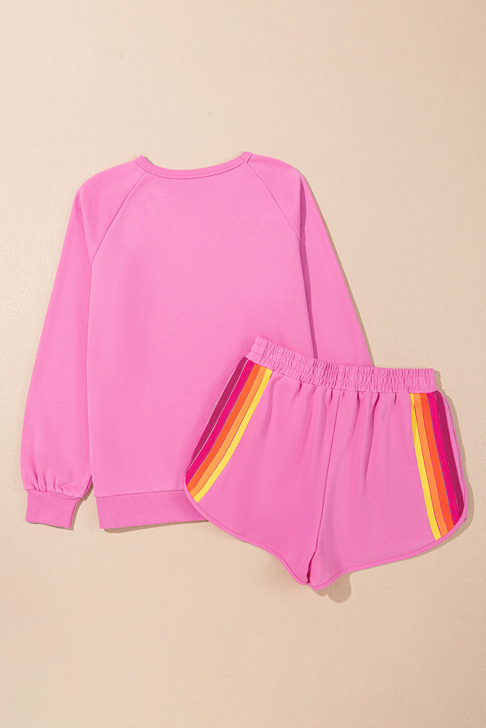 Black Colorful Striped Long Sleeve Pullover and Shorts Set - Kustom Kreations Goods