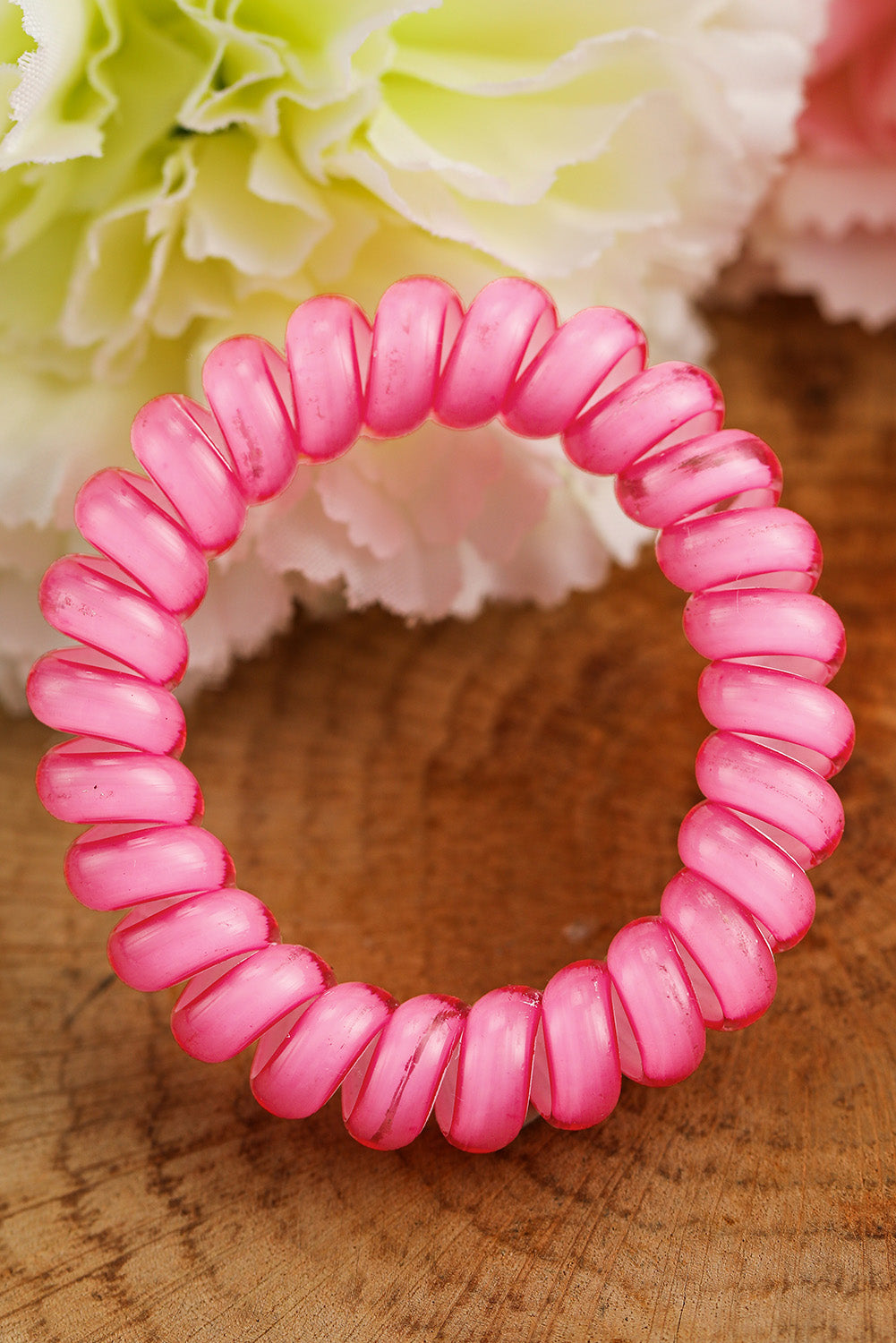 Rosy Telephone Cord Ponytail Holder Spiral Hair Tie