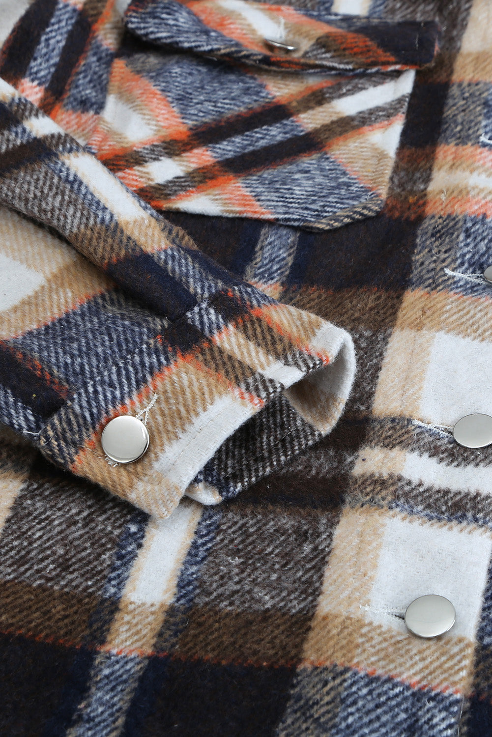 Multicolor Plaid Casual Button Up Flannel Jacket