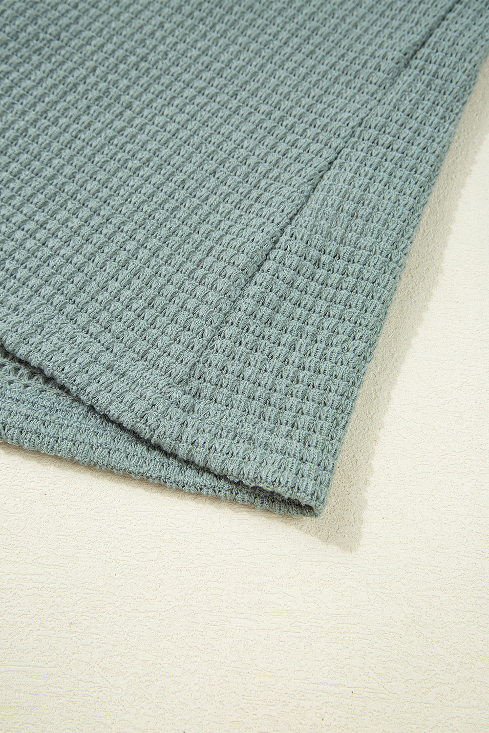 Mist Green Hollow Patchwork Waffle Knit Top - Kustom Kreations Goods