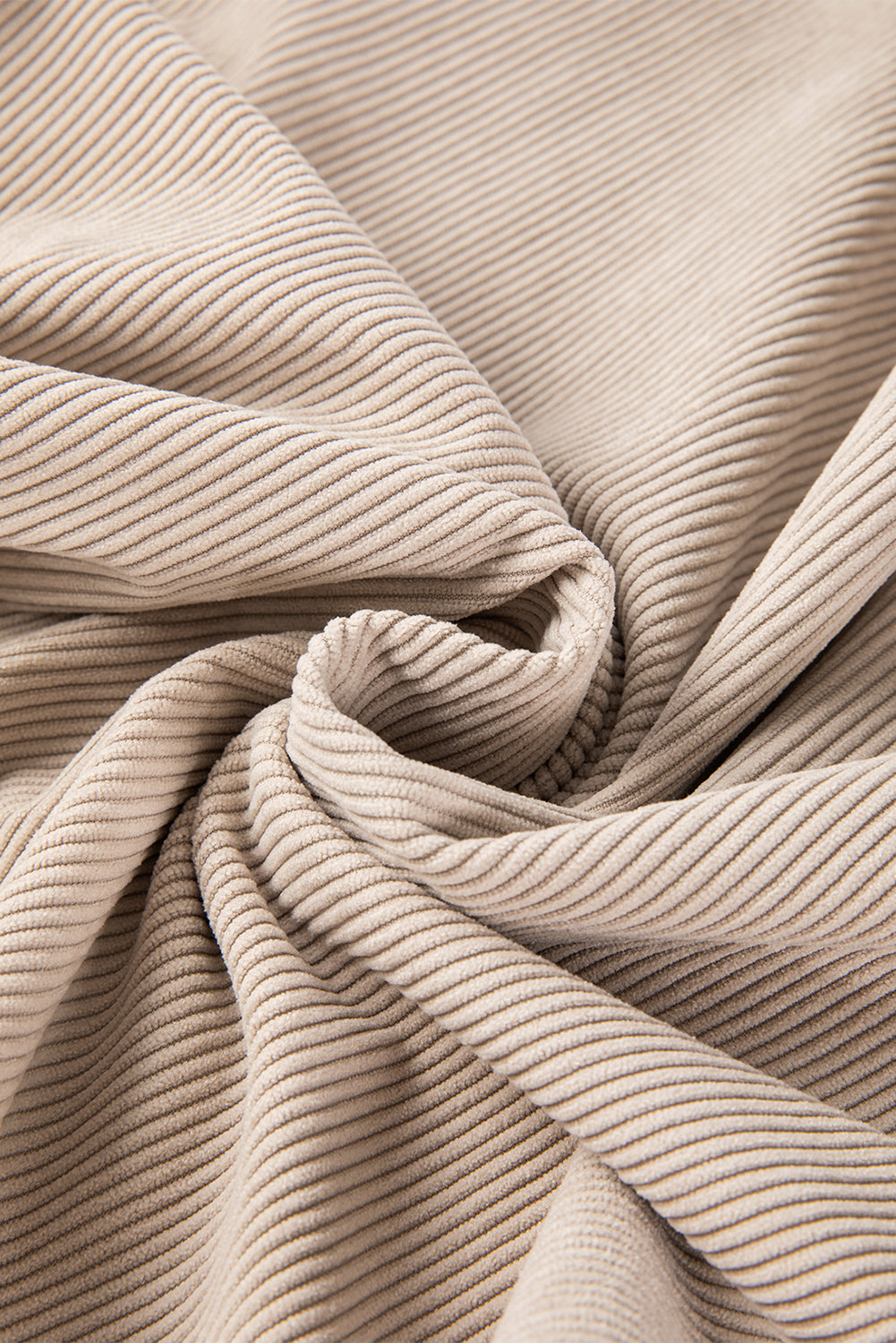 Orange Plain Drop Sleeve Rib-Knit Oversized Sweatshirt