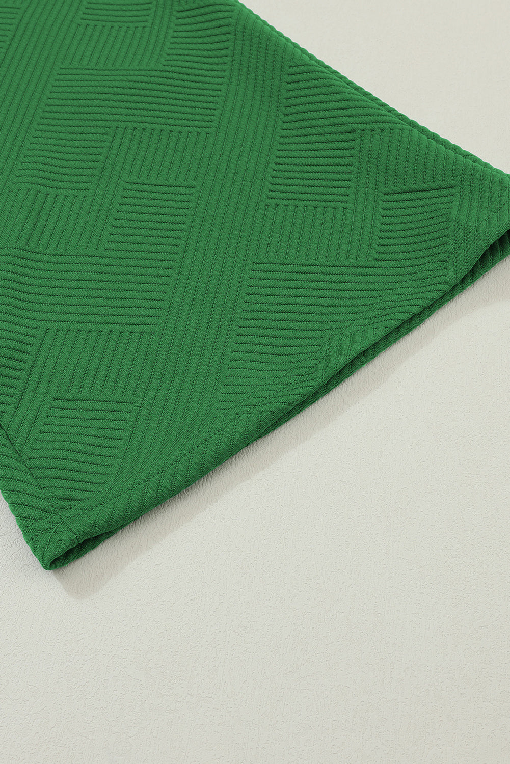 Dark Green Textured Loose Slouchy Long Sleeve Top and Pants Set