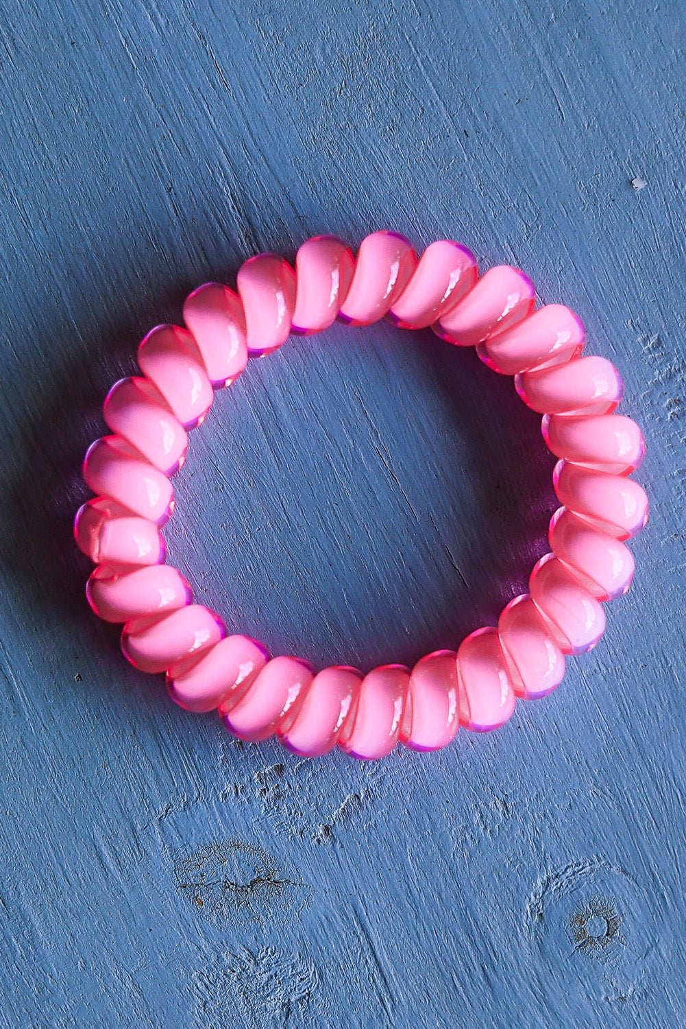 Rosy Telephone Cord Ponytail Holder Spiral Hair Tie