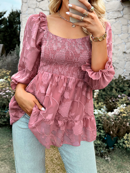 Square-Necked Mid-Sleeved Shirt HFL7FFU2U5