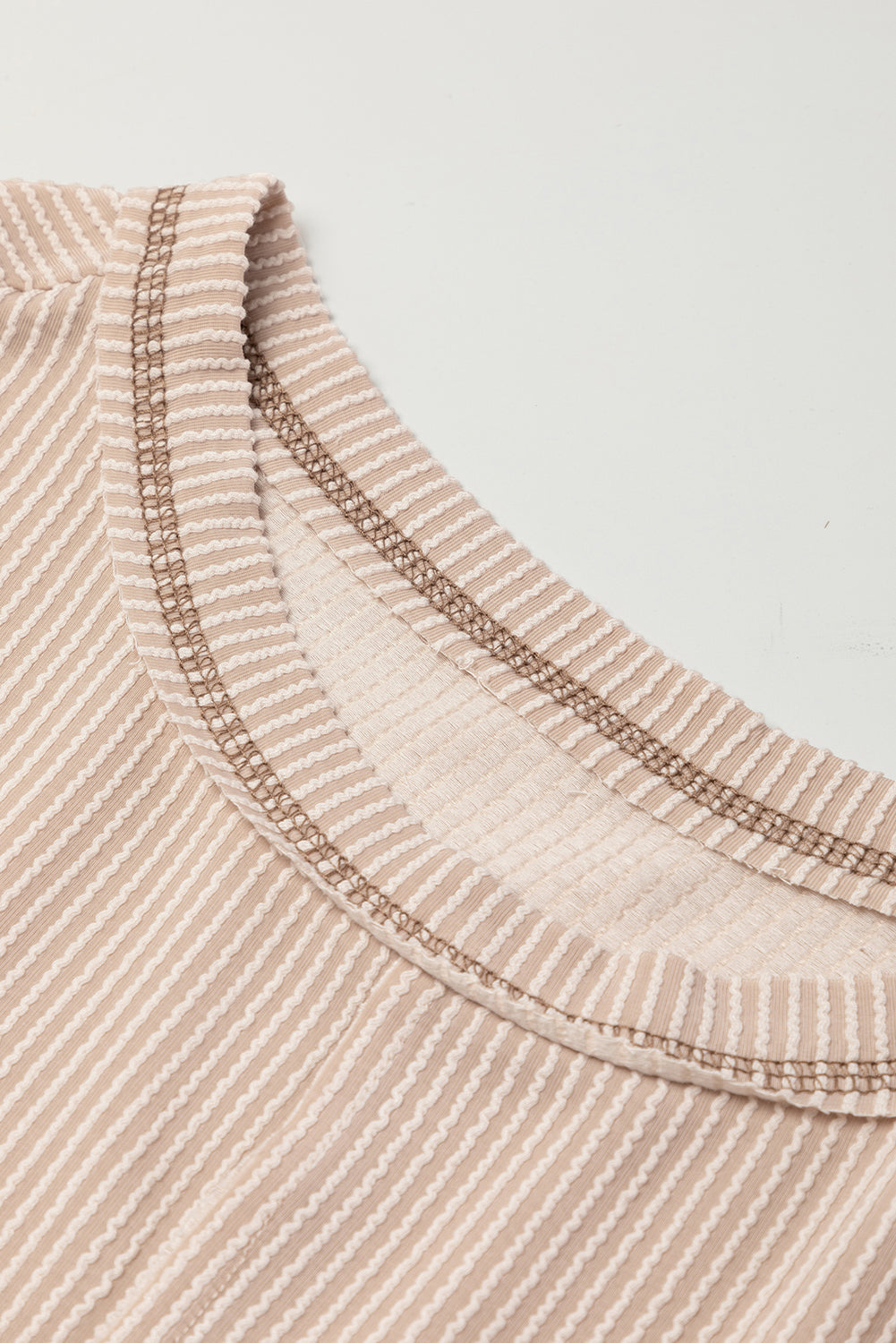 Parchment Exposed Seam Corded T shirt and Wide Leg Pants Set