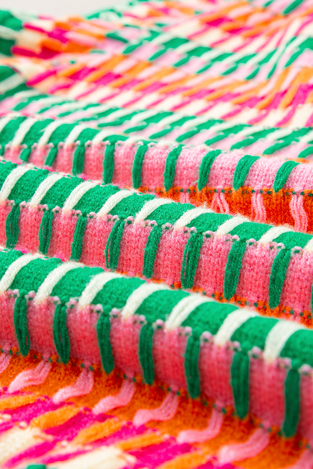 Green Colorblock Cap Sleeve Knitted Top