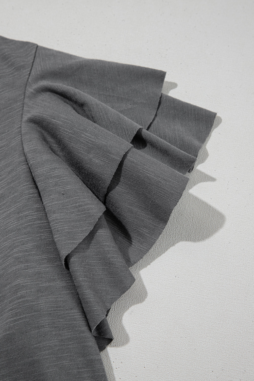 Dark Grey Ruffle Sleeve Plain Blouse - Kustom Kreations Goods