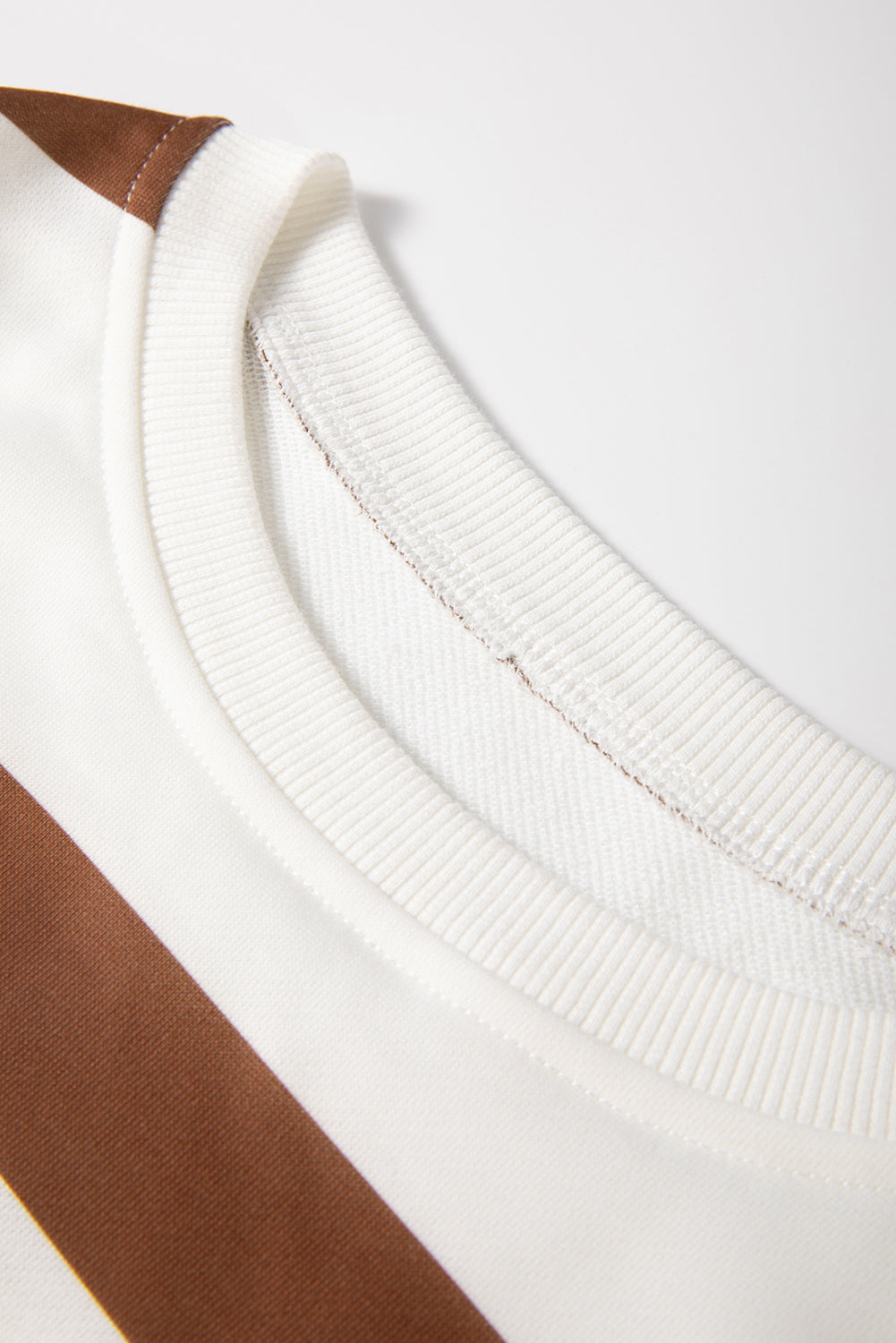 Brown Striped Drop Shoulder Pullover and Joggers Set