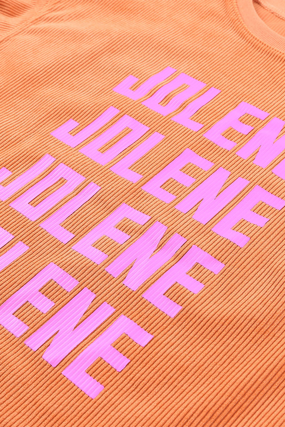 Orange Plain Drop Sleeve Rib-Knit Oversized Sweatshirt