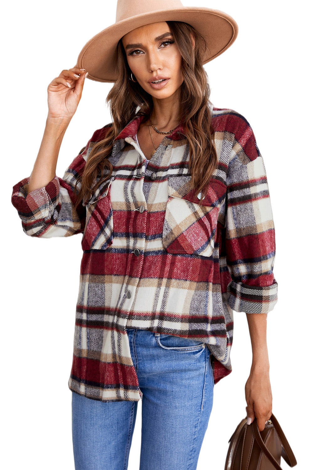Multicolor Plaid Casual Button Up Flannel Jacket