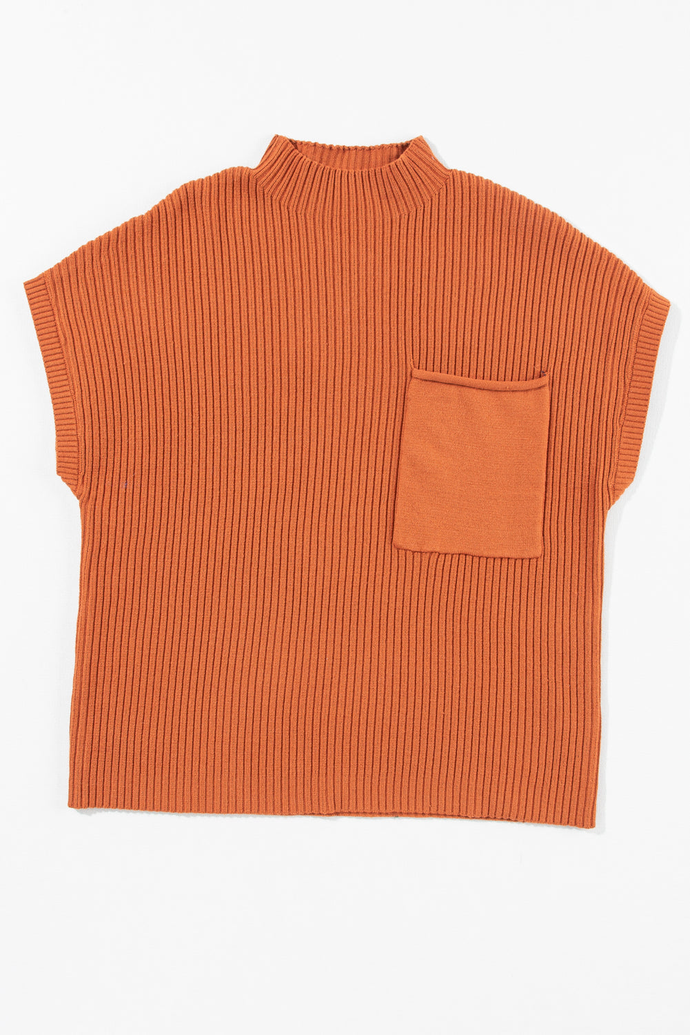 Green Patch Pocket Ribbed Knit Short Sleeve Sweater - Kustom Kreations Goods