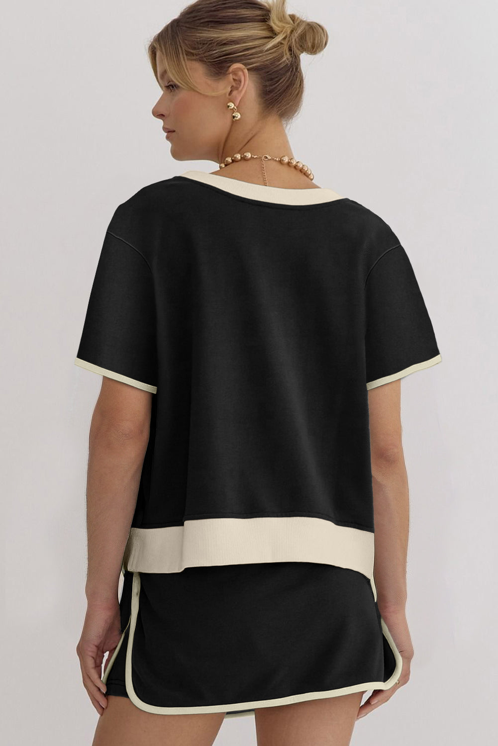 Evergreen Colorblock Edge Drop Shoulder T Shirt and Skort 2Pcs Set - Kustom Kreations Goods
