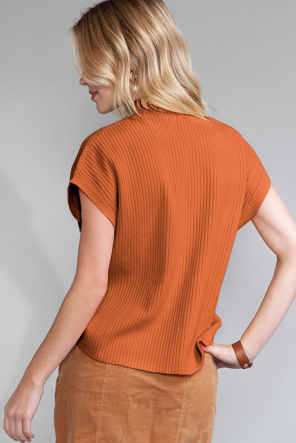 Green Patch Pocket Ribbed Knit Short Sleeve Sweater - Kustom Kreations Goods