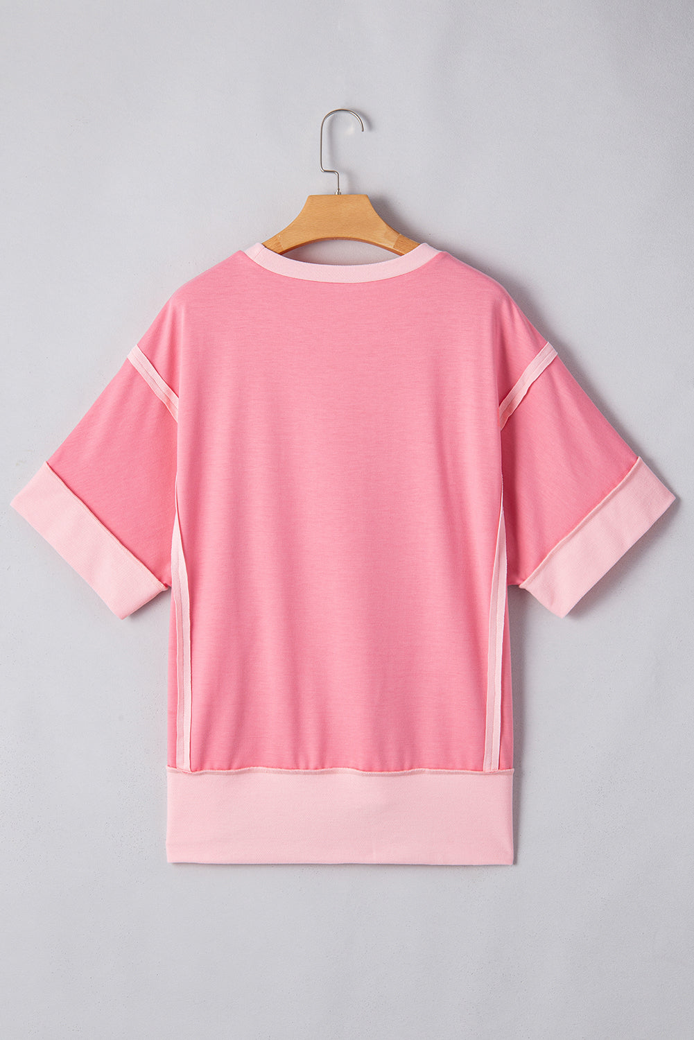 Peach Blossom Half Sleeve Raw Seam High Low Side Split Top - Kustom Kreations Goods