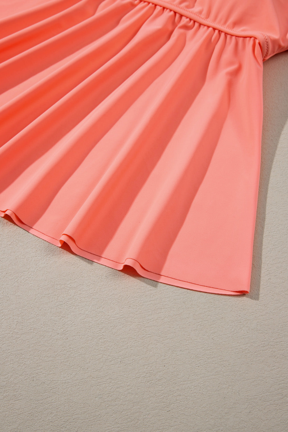 Fresh Salmon Contrast Trim Ruffled Peplum Tankini Set