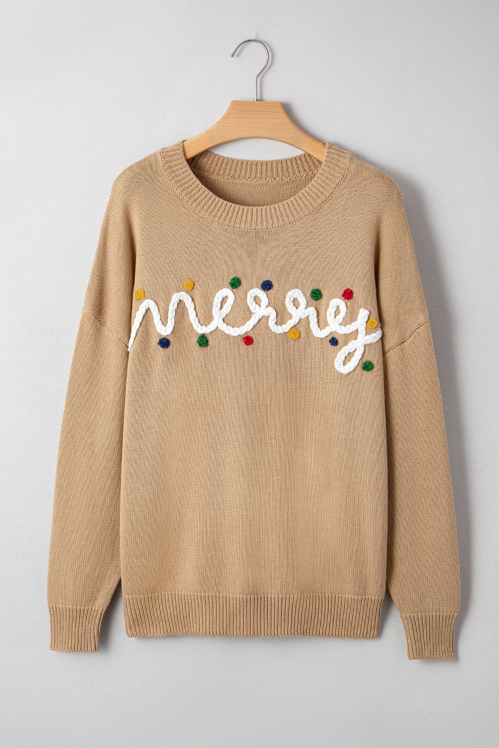 Black Merry Colorful Dot Detail Christmas Dolman Sweater - Kustom Kreations Goods