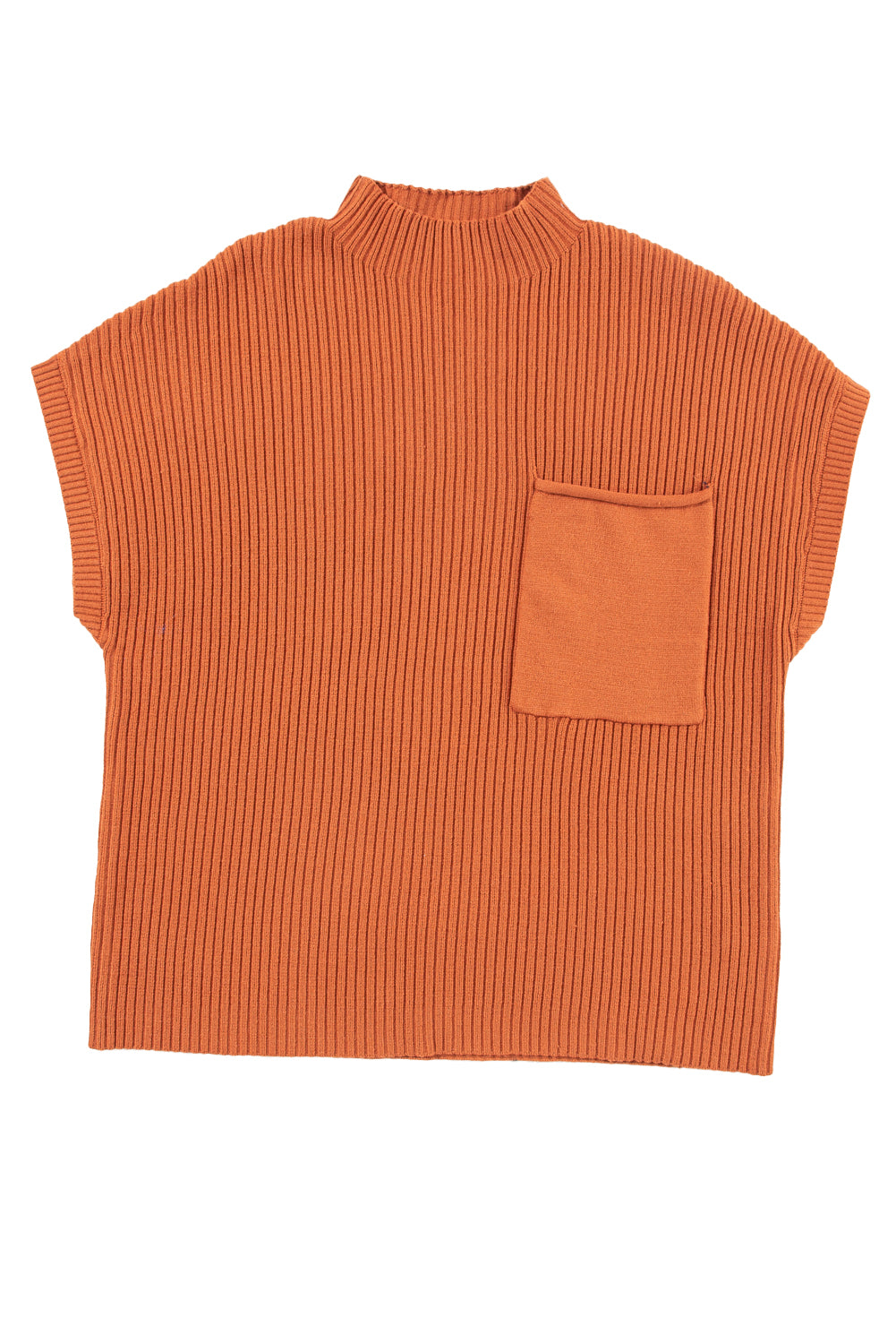 Green Patch Pocket Ribbed Knit Short Sleeve Sweater - Kustom Kreations Goods