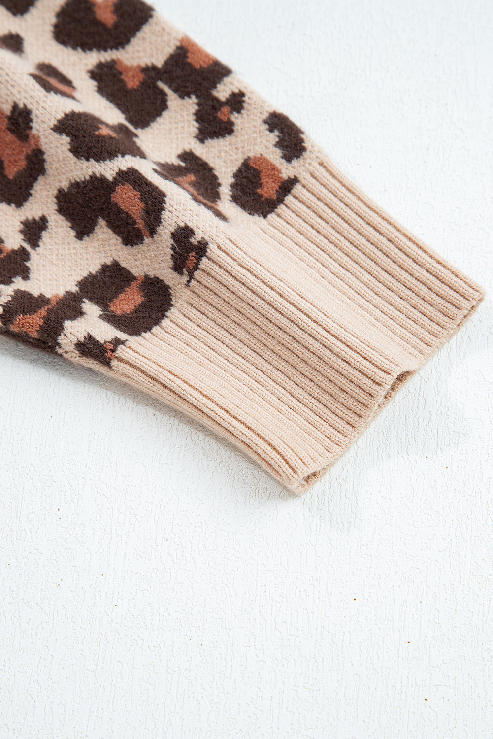 Khaki Leopard Print High Neck Shift Mini Sweater Dress - Kustom Kreations Goods